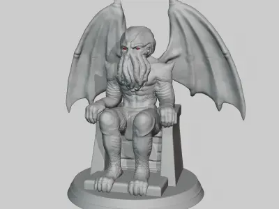 Cthulhu statue of demon with wings 3D print model