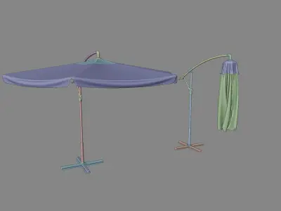 2 x Garden Umbrella Outdoor Parasol 3D model