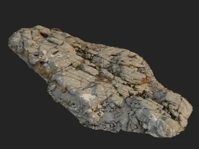 3d scanned rock cliff E Low-poly 3D model