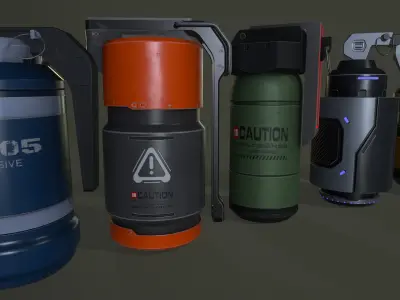 Sci-fi grenades pack set vol 1 Low-poly 3D model
