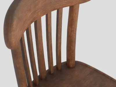 Old Vintage Chair Wooden 01A Low-poly 3D model