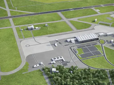Bratislava - Airport - BTS Low-poly 3D model