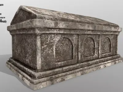 tomb 2 stone casket Low-poly 3D model