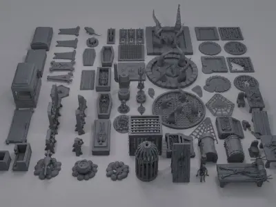 Dungeon Environment Pack 75 Scatter Tabletop terrain 28 mm 3D print model