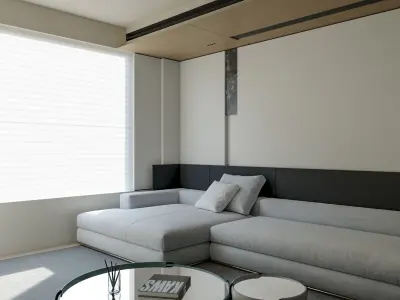 Modern living and dining room 3D model purchase