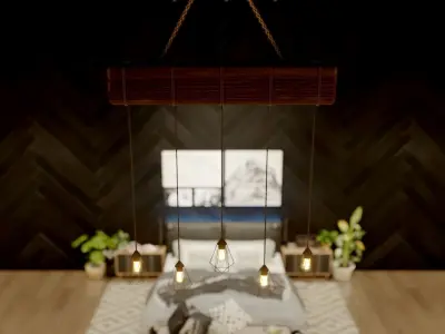 Industrial Lamp Hanging Edisson Indoor Low-poly 3D model