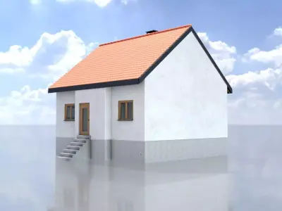 Modern single-family house version 1 L Low-poly 3D model