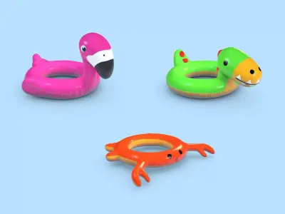 Pool Toys Low-poly 3D model