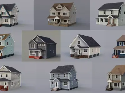 Low Poly House Collection 4  3D Model Pack