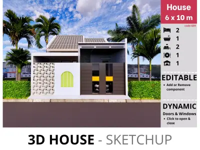House 6x10m code 659 - Sketchup 3D model 3D model 3D model