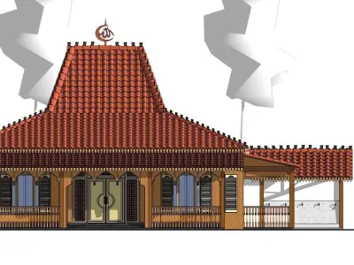 Unique Wooden Traditional Room Prayer Mushola Mosque 3D model
