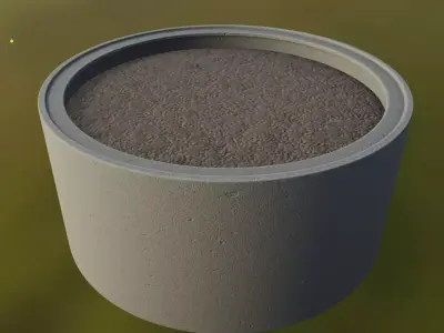 Concrete Pipe Flower Pot 1500mm High-Poly 3D model