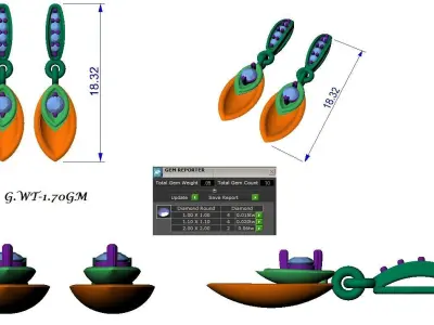 Light wt Women Diamond Earrings  3D print model