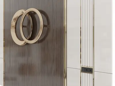 Panel two wedding rings on wooden door 3D model