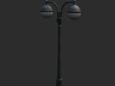 Double Lamp Post 2 Low-poly 3D model