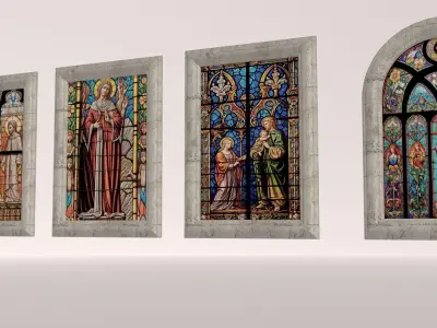 7 types of church stained glass windows 3D model