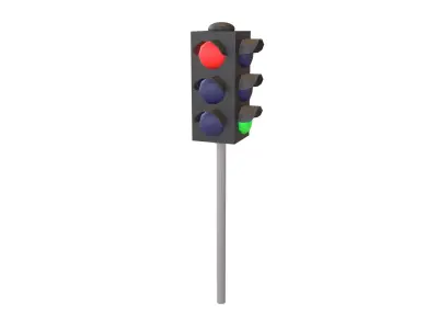 Traffic Light v2 004 Low-poly 3D model