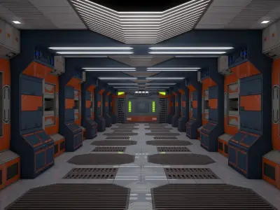 Sci Fi Corridor  3D model 8