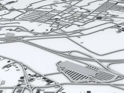 Pompei Area Buildings and Road Networks 3D model