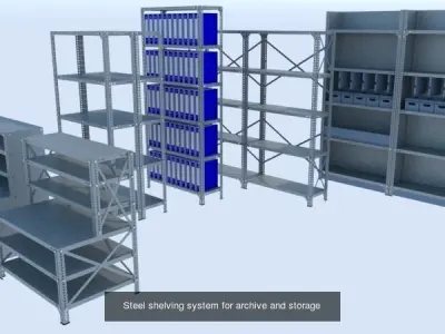 Storage and Archiving Steel Racking Systems 3D Model Pack