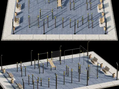 sports playground Low-poly 3D model