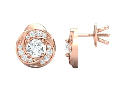 SWAZ15ER rose gold stud earrings with diamonds 3D print model