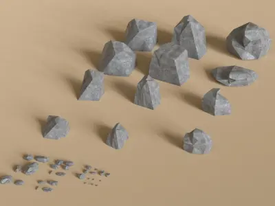 Rocks and Stones Low-poly 3D model