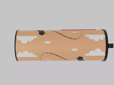 Painted Mailbox with Fishing Low-poly 3D model