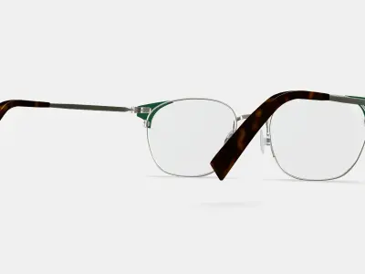 Heyward Eyeglasses in Antique Silver with Pine 3D model