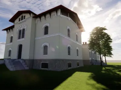 Eclectic train station 19th century   3D model