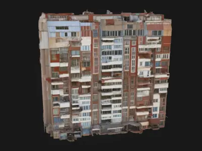 High-Rise Mosaic Stylized Skyscraper Facade Model 3D model