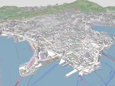 Cityscape Hong Kong and Kowloon China 3D model