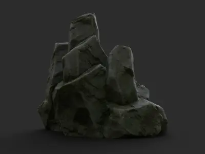 Rock Skull 1002 - Grey Jagged Stone Low-poly 3D model