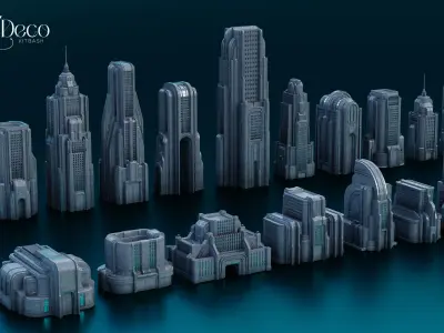 Art Deco - City  Kitbash 3D model