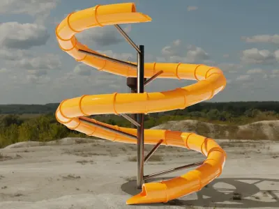 Water Slide Low-poly 3D model 2