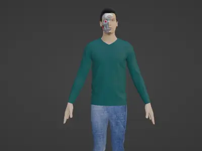 Cyborg Character- Robot Man Low-poly 3D model