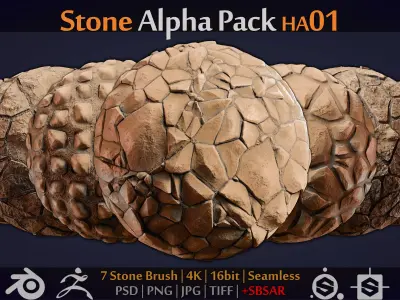 Stone Alpha Brush - HA01 - 4K - 16bit - SBSAR Texture