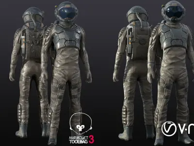 male Space Suit Low-poly 3D model