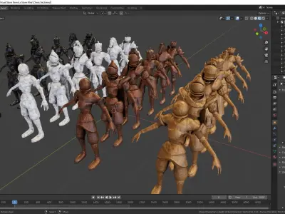 Fantasy Chess Character Pack with Weapons Low-poly 3D model