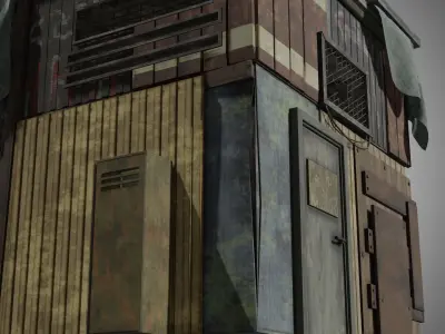 Rusty building warehouse abandoned - Low poly realistic Low-poly 3D model