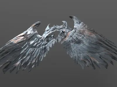 Jophiel heavens sculpted Angel Wings wide 1 3D model