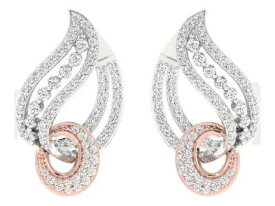 Light Weight Rose Gold Diamond Earring  -EAR-021 3D print model
