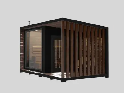 Small modular sauna bathouse 3D model 3D model