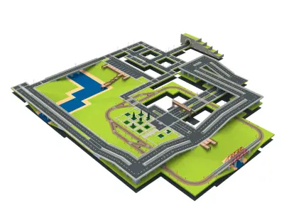 LP Street Road Asset Low-poly 3D model