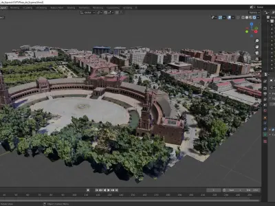 Plaza de Espana SIVIGLIA SPAIN with texture Low-poly 3D model