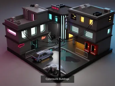 Cyberpunk Buildings 3D Model Pack