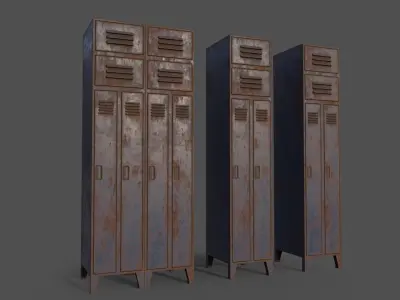 PBR School Gym Locker 10 - Blue Dark Low-poly 3D model