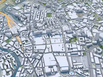 Leeds Downtown United Kingdom Low-poly 3D model