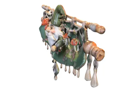 Fantasy Gnome Wall Banner Low-poly 3D model