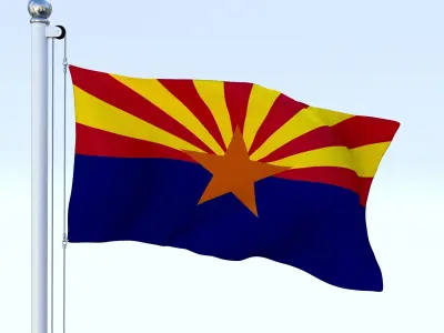 Animated Arizona Flag Low-poly 3D model